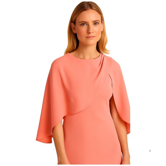 💎 Lauren Ralph Lauren Cape Sheath Cocktail Dress – Desert Rose – Size 4 – NWT - Picture 2 of 5
